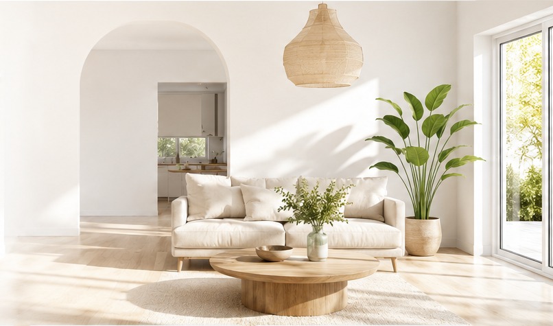 Heller modern gestalteter Wohnraum